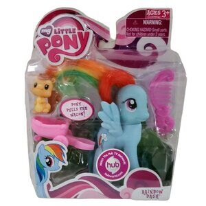 New My Little Pony Rainbow Dash 2010 Squirrel Wagon Pegasus Animal Toy Horse